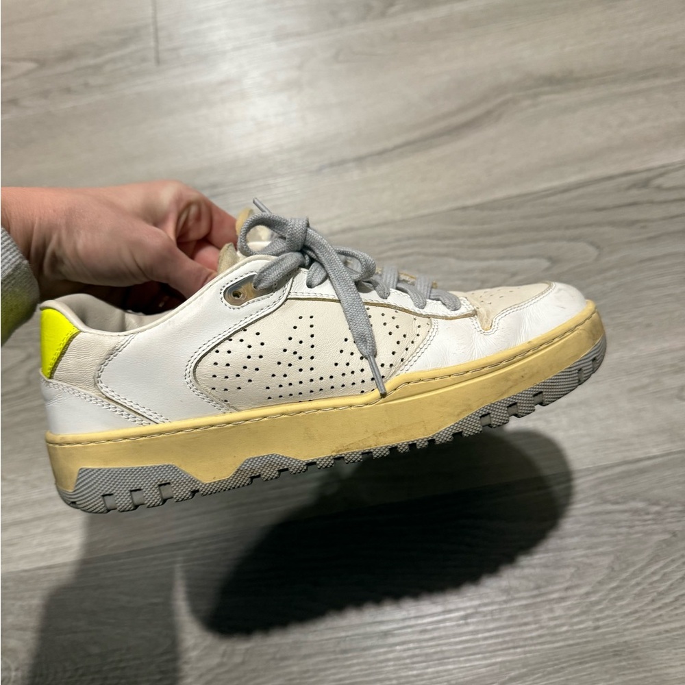 White and Yellow Perforated Sneakers P448